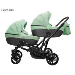 3 Графит Мятный - Детская коляска для двойни RAY Ultra Duo 3 в 1